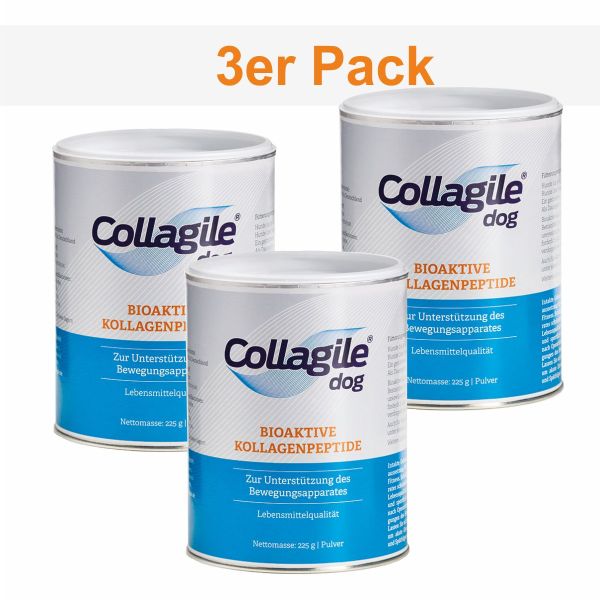 3x Collagile® dog, je 225g - Bioaktive Kollagenpeptide in Lebensmittelqualität