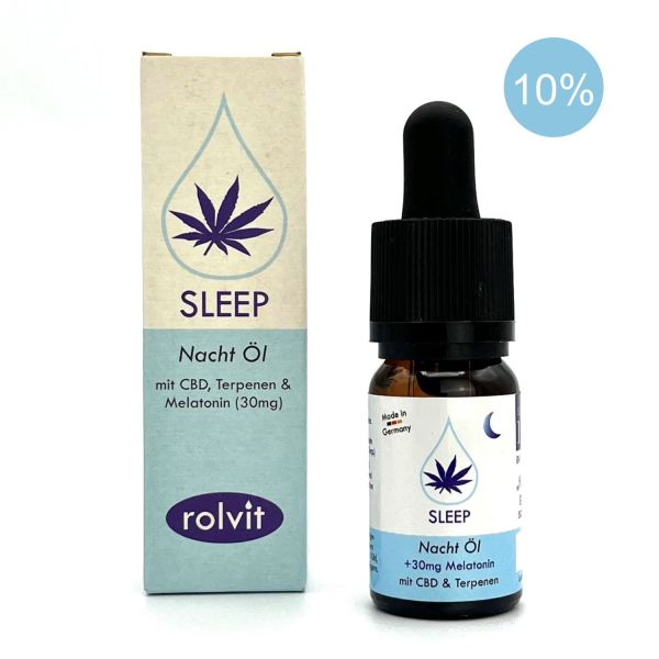 CBD Aromaöl SLEEP - Nacht Öl mit 30mg Melatonin. CBD Gehalt 10%